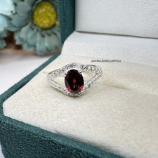 Natural Garnet Ring, January Birthstone, Promise Ring, 925 Sterling Silver