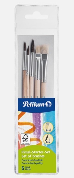 Pelikan Pinsel Starter-Set Malkasten Starter Set 3 Haarpinsel + 2 Borstenpinsel-image