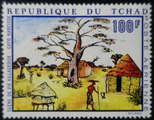 TIMBRE du TCHAD - POSTE AÉRIENNE PA N°65 TABLEAU de GOTO NARCISSE NEUF ** MNH