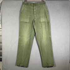 Vintage Military Pants Mens 28x28.5 Green OG 107 Type 1 Army Cotton Trousers 60s