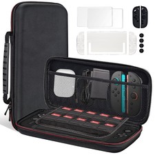 OSYROY Switch 2 Carrying Case 10 Game Slots Screen Protectors Hard Shell Black