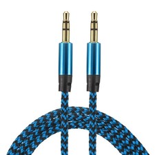 2Pcs Aux Cable 3.5mm Male to Male Nylon Braided 3Ft Auxiliary Cord Blue