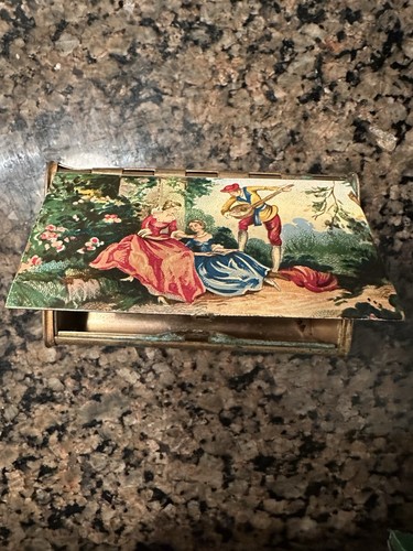 Vintage Stratton England Cigarette Case with Victorian Women Sitting READ