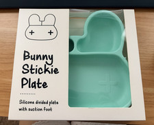 Stickie Bunny Stickie Plate Green Silicone Divided Plate with Suction Foot