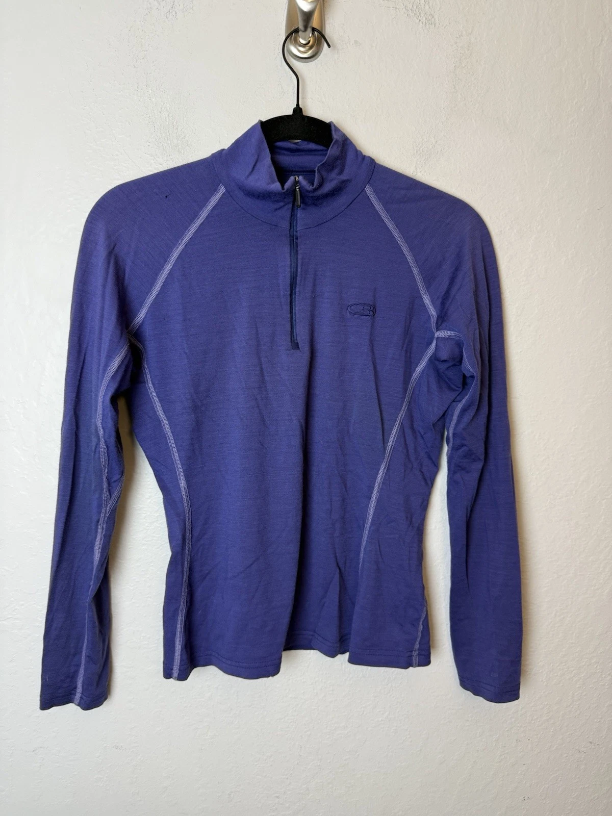 Icebreaker Merino Purple 1/4 Zip Long Sleeve Pullover Baselayer Top Womens Mediu