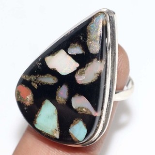 Natural Stablized Ethiopian Opal 925 Silver Plated Ring US 10 Gift Trendy GW