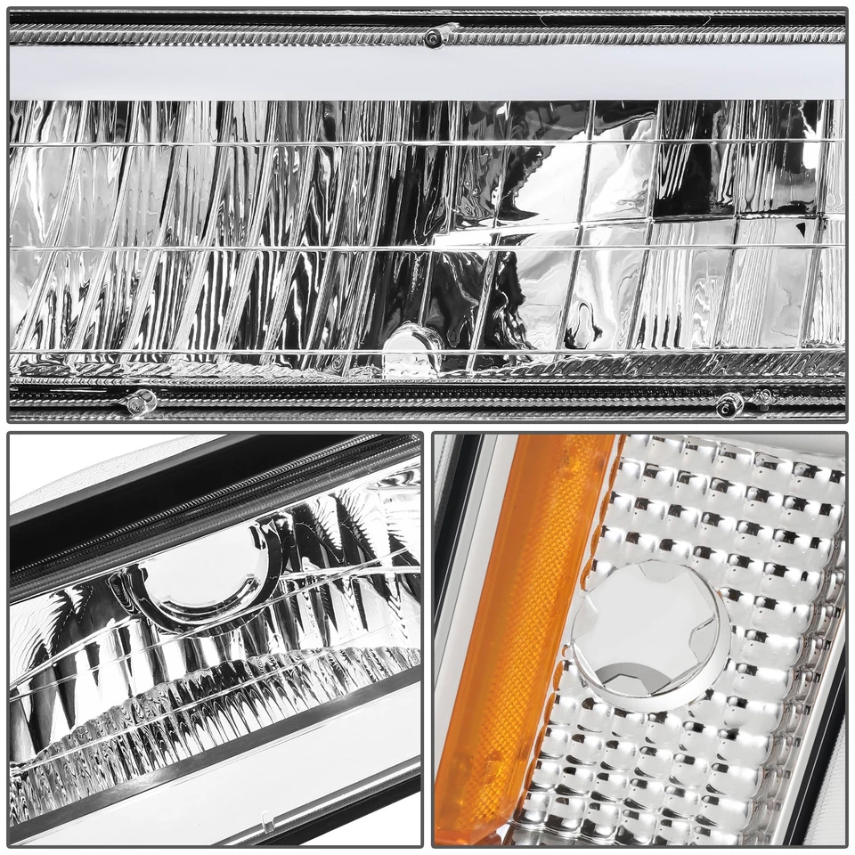 Faros cromados/ámbar para camioneta Chevy C/K Suburban Tahoe C-LED DRL para camioneta Chevy C/K 1994-2000 Foto 4 de 4