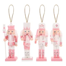 4PCS Christmas Nutcracker Ornaments Wooden Hanging Soldier Nutcracker Xmas Tr...
