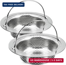 2 Pack Kitchen Sink Drain Strainer with Handle, Stainless Steel Large Kitchen Si