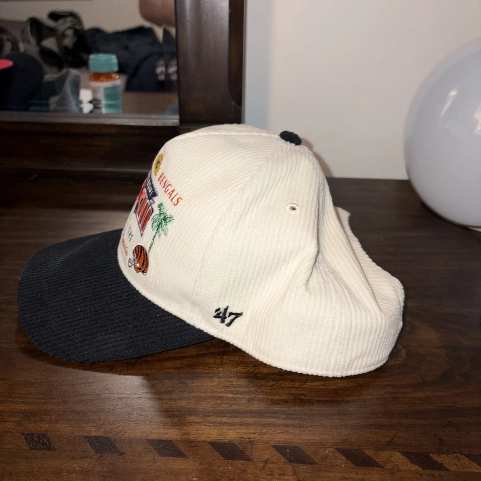 Super Bowl XXIII Corduroy Hat – 49ers vs Bengals – ’47 Brand – Retro Cream/Black - Image 2 of 4