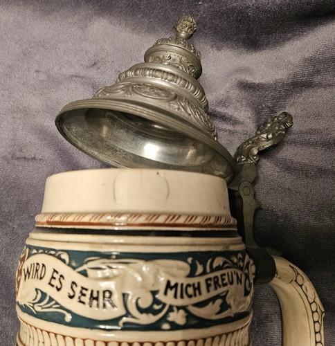 ✨ANTIQUE✨ VINTAGE STONEWARE GERMAN LIDDED 2 L STEIN GERMANY - Picture 4 of 8