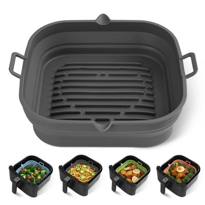 Silicone Air Fryer Liners Square - Reusable Airfryer Collapsible Basket - Eas...