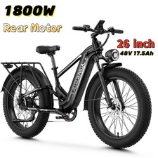 36 MPH 26" Fat Tire 1800W Motor E-Bike 48V 17.5Ah Electric Bicycle for adults