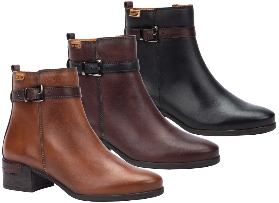 Pikolinos Bottines Femme En Cuir Avec Boucle À Talon Bloc Malaga W6W-8622C1 - Photo 1/1