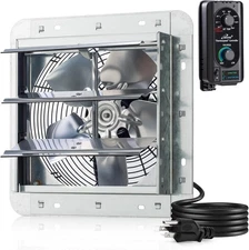 10" Wall Mounted Automatic Shutter Exhaust Fan Thermostat 65W 820 CFM 1200 SQF