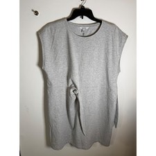 Nine West Womens XXL Gray Sleeveless Front Tie Knit Crew Neck Casual Mini Dress