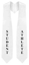 White "Student Athlete" Graduation Stole