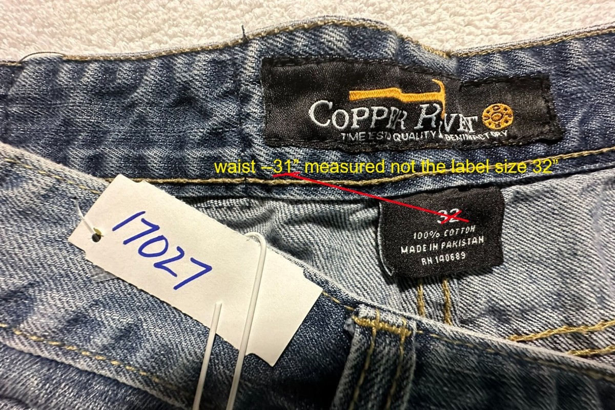 Copper Rivet men's blue denim patched distressed shorts 31W