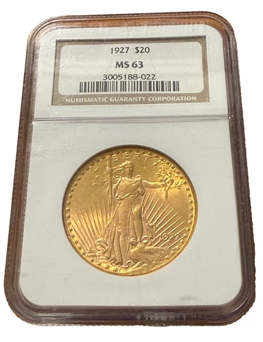 US 1927 Gold $20 20 Dollars NGC MS63 Double Eagle Saint Gaudens