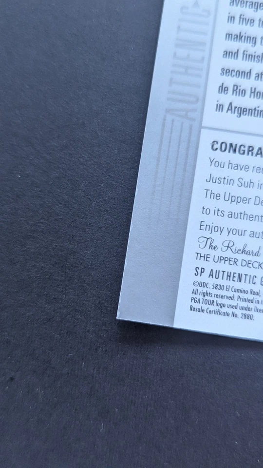 2021 SP Authentic Golf Authentic Rookies Auto Justin Suh RC 318/799 READ - Image 4 of 4