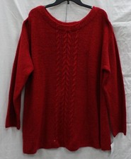 LIZ CLAIBORNE LADIES CABLE CREW TUNIC F18 CABARET RED SWEATER XXL NEW WITH TAGS