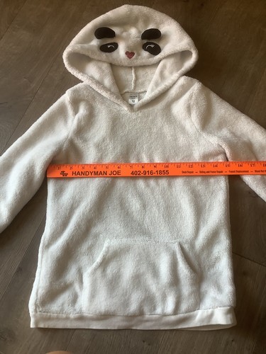 Carter’s Fleece Hooded White Sweatshirt Size 12 Youth Girls VGUC Cozy Heart Bear - Picture 8 of 12