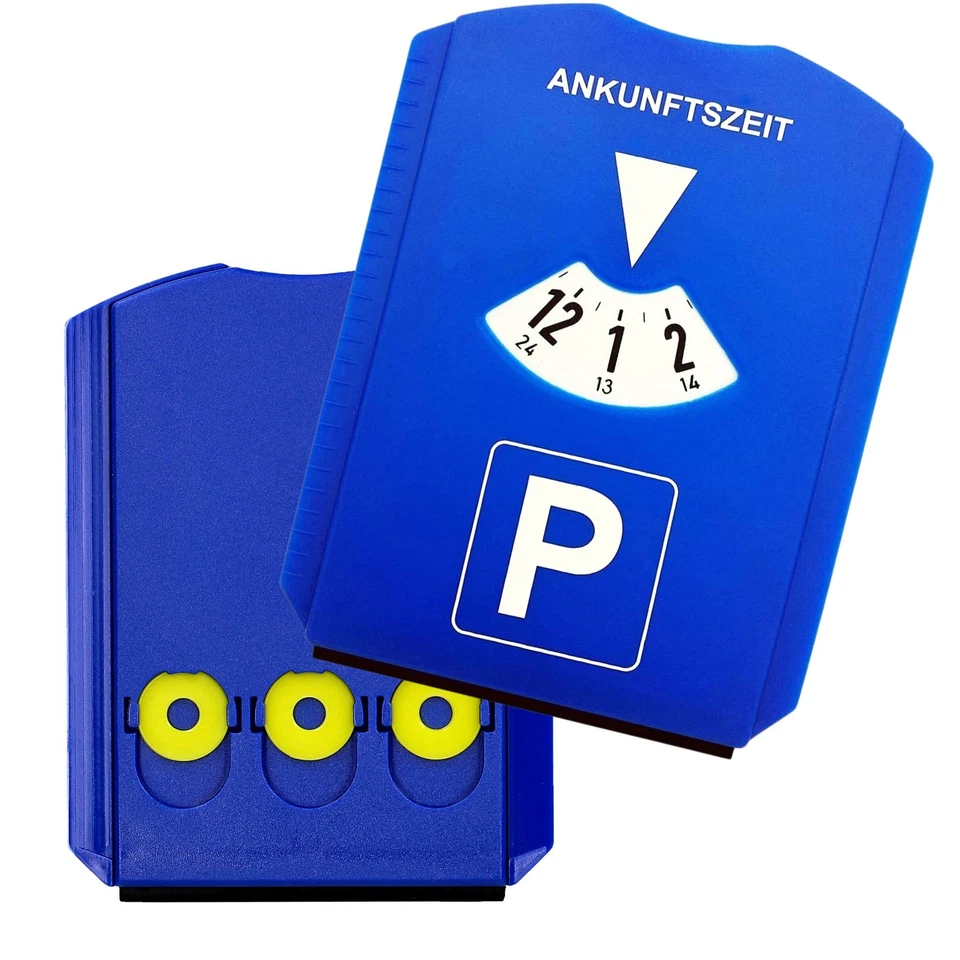 Parkscheibe Parkuhr mit Eiskratzer, Gummilippe und 3x Einkaufswagenchip - Bild 2 von 4