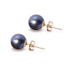 5-10mm Japanese Akoya Pearl Stud Earrings AAAA Graded Night Blue Pearls Earrings