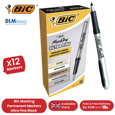 BIC Marking schwarz Permanentmarker ultrafeine Spitze professioneller Einsatz 12er Pack