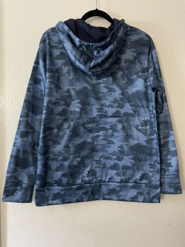 Eleven Vs 11 Boys Teen Blue Camo Pullover Hoodie Size M "USA in God We Trust" - Picture 3 of 12