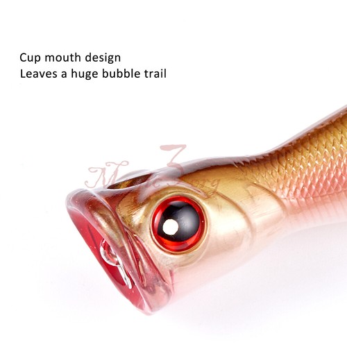 Lot 6pcs Plastic Popper Fishing Hard Lures Top Water Bass CrankBaits 0.6oz/4“ - Picture 5 of 12