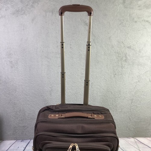 London Fog Luggage Suitcase Handle Wheels Rolling Brown Cloth Multi Compartments - Picture 6 of 23