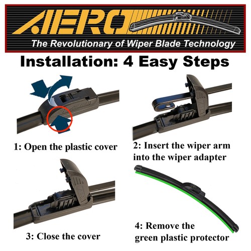 AERO Dodge Grand Caravan 2019-2008 26"+20"+16" Beam Wiper Blades (Set of 3) - Foto 5 di 9