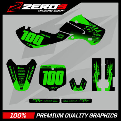 Custom MX Grafik Kit: Kawasaki KX 65 / KLX 110 2000 - 2022 BLOCK BLK/GRN