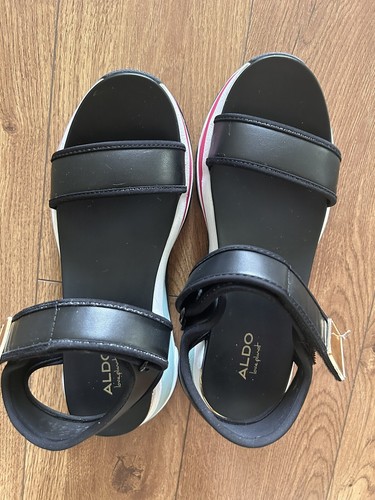 Sandali Aldo blu navy plateau pelle colore blocco taglia 5 - Foto 4 di 5