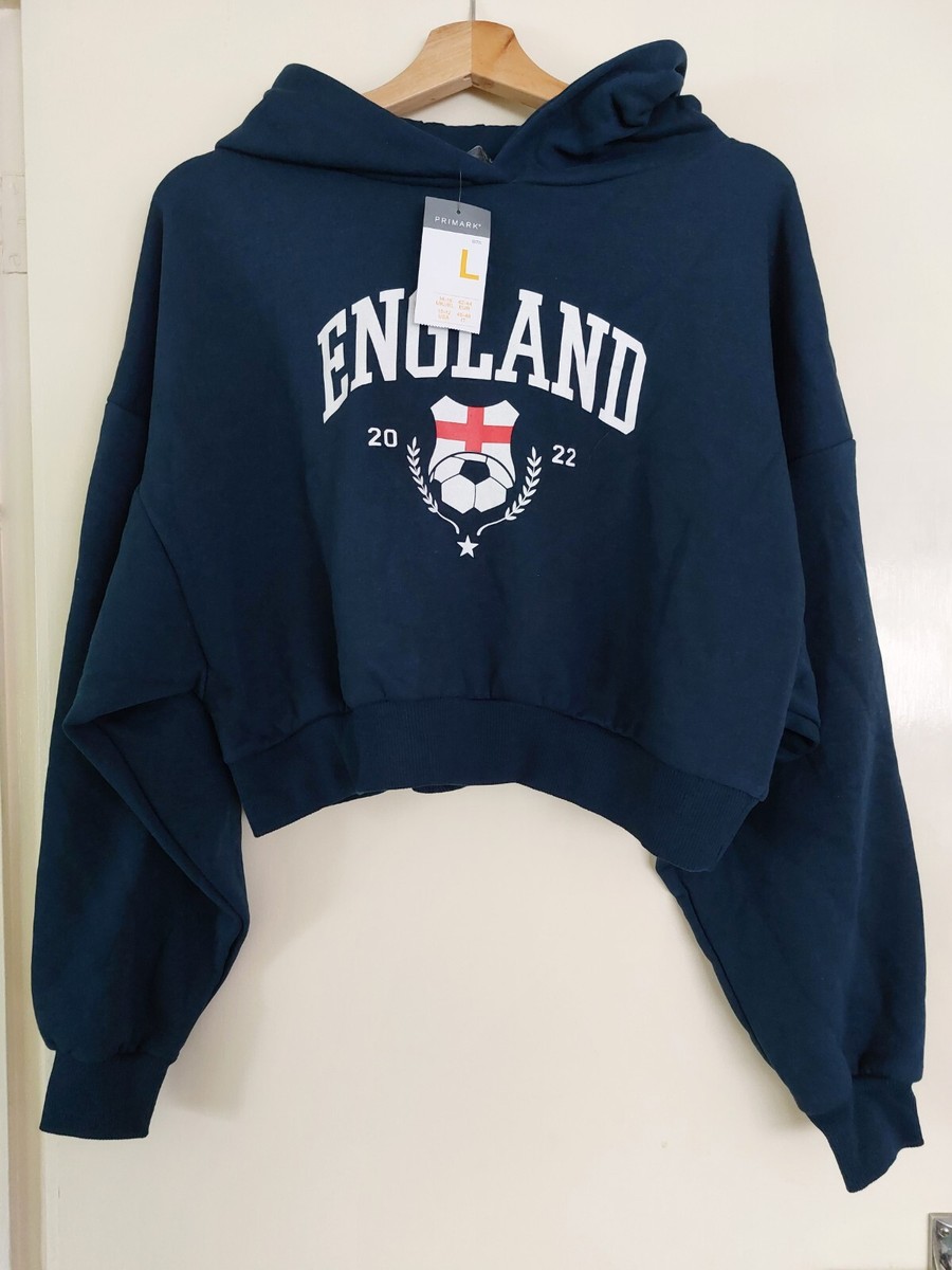 Primark Ladies England Cropped Hooded Sweatshirt, Size Large, BNWT