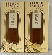 2 Bottles French Vanilla by Dana  Perfume Spray 0.33 oz Original 90s Stickered