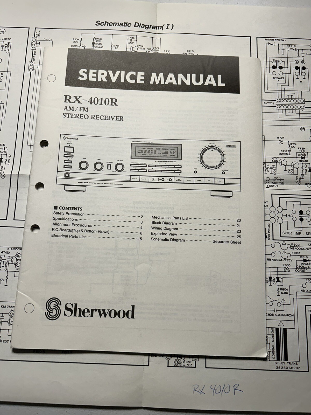 Sherwood RX-4010R AMFM Stereo Receiver Service Manual Original Genuine Schematic