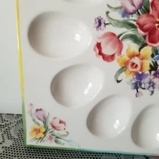 Deviled Egg Tray Plate Easter Square Papel Floral 10.5" Holiday READ