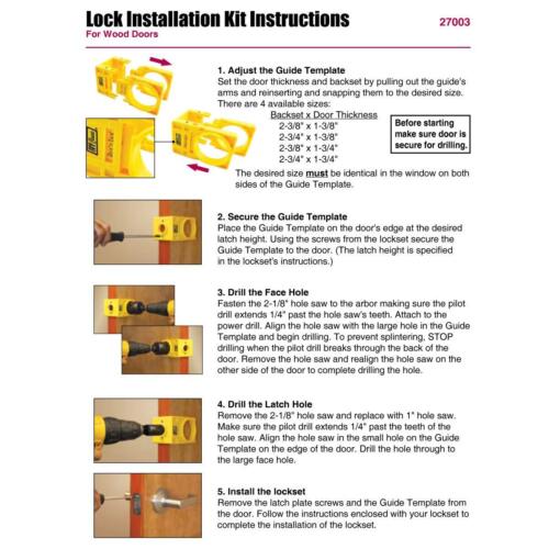 27003 Carbon-Steel Lock Installation Kit with Guide Template for Wood Doors C... - Picture 7 of 7