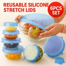 Adjustable Reusable Covers 6pcs Set for Bowls, Plates, and Dishes Food Seal