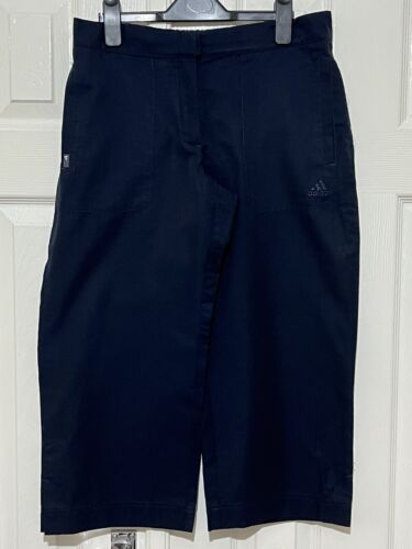 ADIDAS Cropped Trousers 3/4 Length Navy Blue W32 L22 UK 12 Womens - Picture 2 of 15