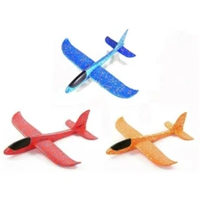 Fits For 19" Airplane Toys, Large Hand Throwing Gilded Foam Plane (Red+Blue+Oran