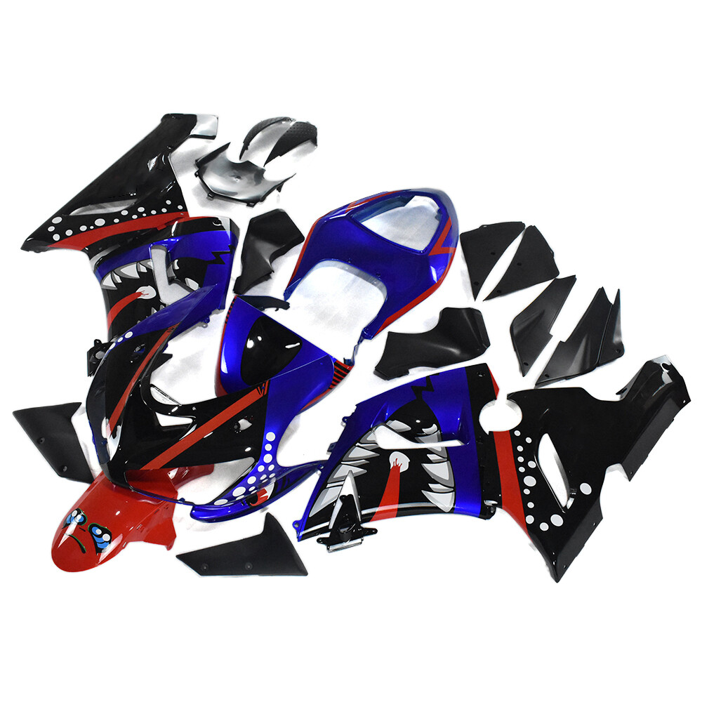 Blue Red Shark Fairing Kit for Kawasaki Ninja 2005 2006 ZX6R ZX-6R