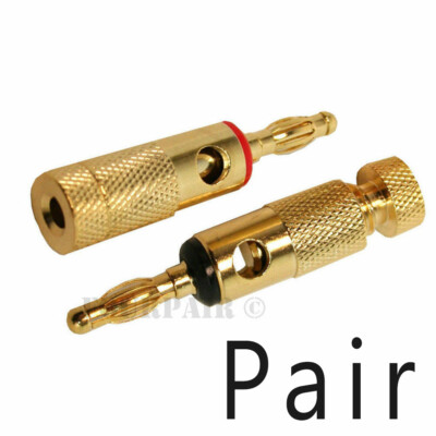 1 Pair, 2pcs - Open Screw Type Speaker Wire Banana Plugs Audio Gold Connectors