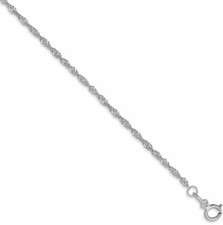 10" 14K White Gold 1.4mm Singapore Chain Anklet