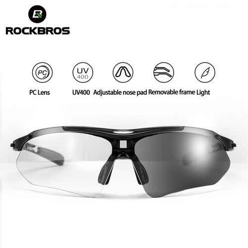 Occhiali da sole ROCKBROS bici fotocromatici UV400 MTB occhiali ciclismo sport outdoor - Foto 2 di 13