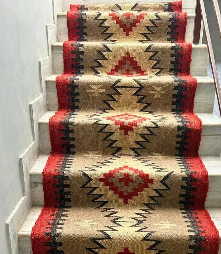 Wool Jute Rug, Vintage Kilim Rug navajo rug, tribal rug, southwestern rug Runner