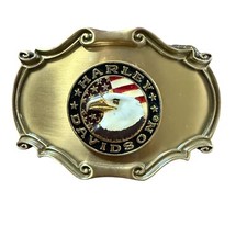 Vintage 1978 Harley Davidson Brass Belt Buckle Raintree Patriotic USA Eagle