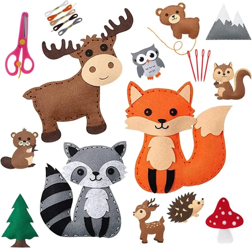 Selber Nähen Kuscheltiere Kinder Stielspielzeug Filztiere Machen DIY Bastelset - Bild 1 von 11